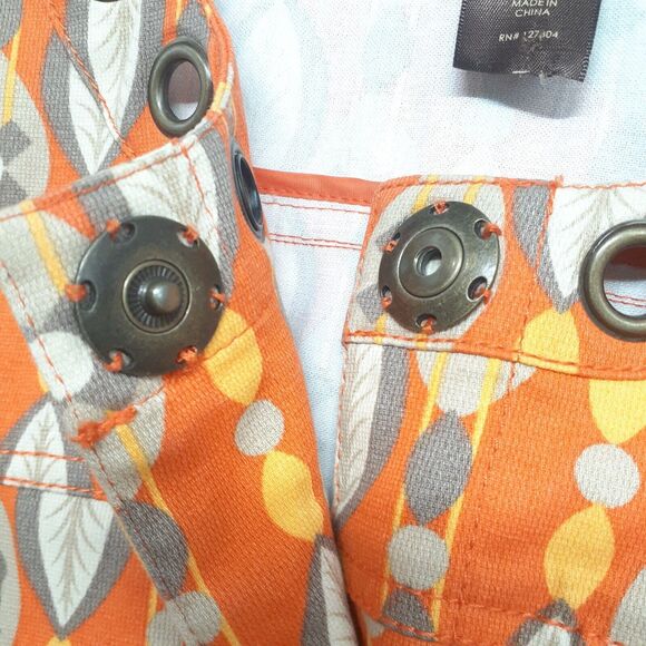 Multiples 60s/70s Printed Snap Button Grommett Women Corduroy Blazer Orange Sz L - Picture 8 of 10